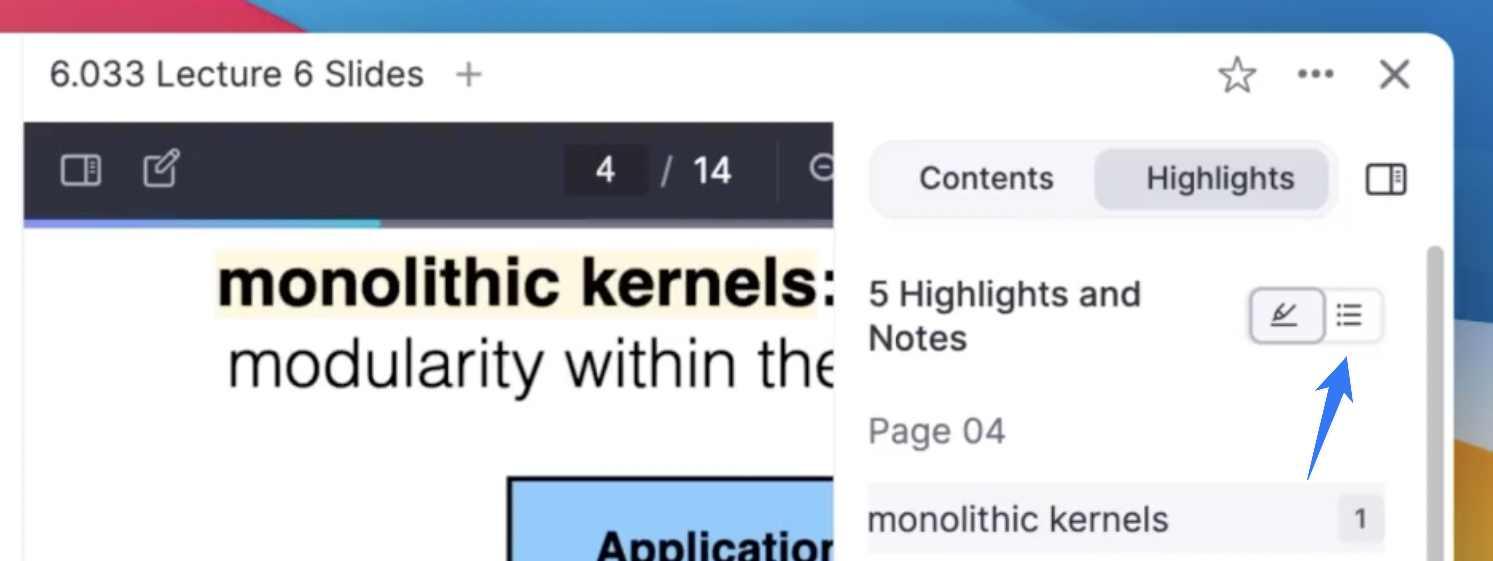 PDF with highlighted text and annotations sidebar