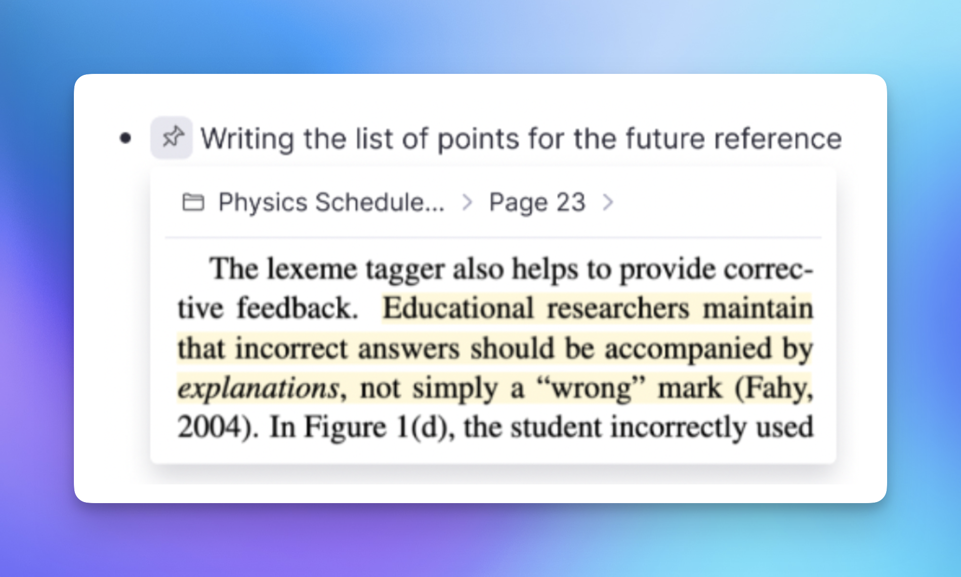 PDF annotation interface with highlights and notes